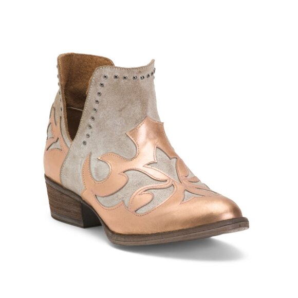 CIRCLE G Copper Made In Mexico Leather Overlay Shortie Western Boots - Picture 1 of 2